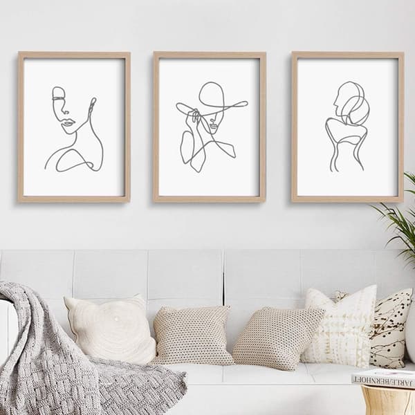 Ramfri minimalistisk linje väggkonst deco abstrakt set modern affisch