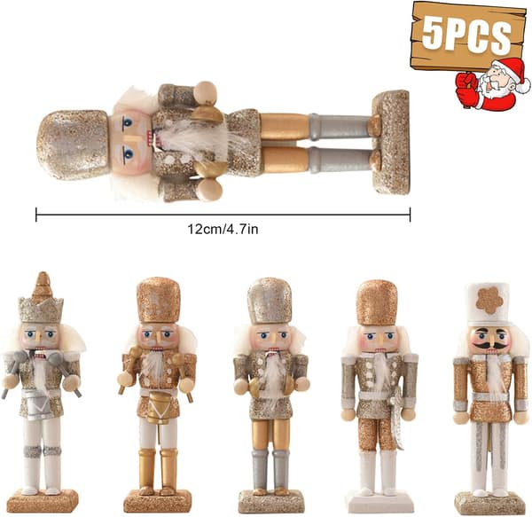 5 stk. Nøtteknekker julepynt, 12 cm Nøtteknekker soldat