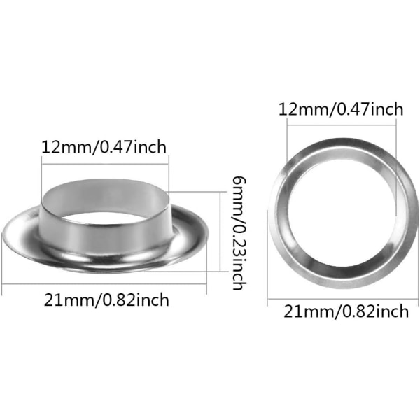 12mm metallöglaverktygssats 100 st tygöglakit för sömnad av canvas presenning tält reparation