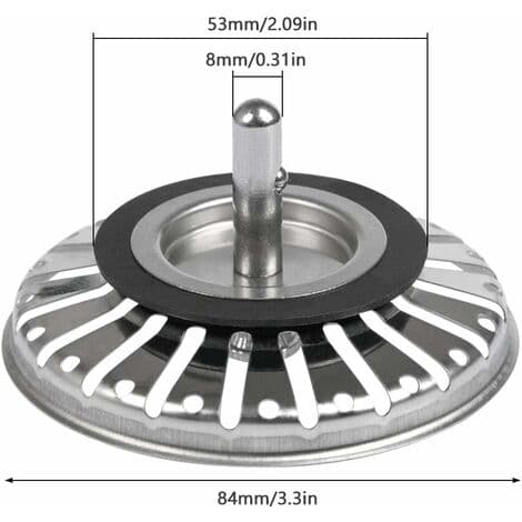 2 st. Diskhonssil/Diskhonstopp Diskhonstopphål Kök/Badrum Sil Diameter 84mm med Kulände, Rostfritt Stål
