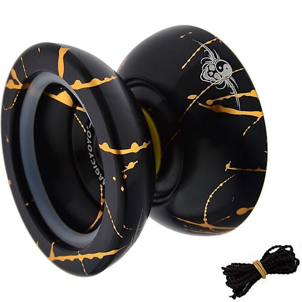 Magicyoyo N11 Legering Aluminium Professionell Yoyo Oresponsiv Yoyo Boll (Svart Guld) Väska, Handske 5 Strängar
