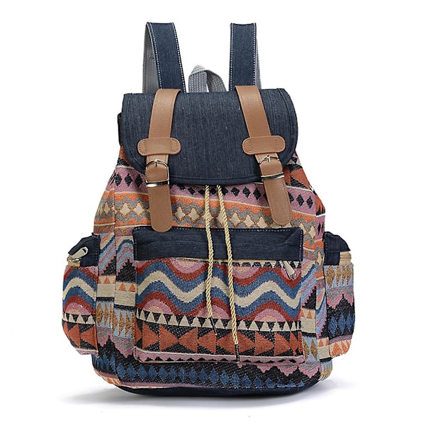Kvinnor Canvas Ryggsäck Stor Kapacitet Skolväska Shopping Ryggsäck Type 3
