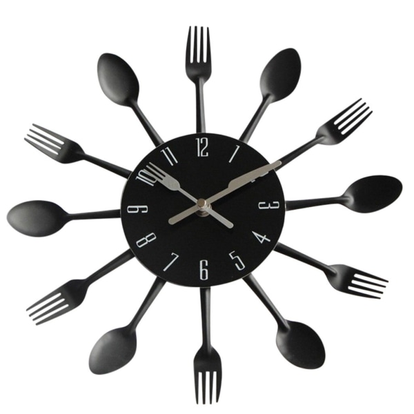 3D Wall Clock Mirror Wall Clocks Stickers Modern Design Sliver Cutlery Kitchen Utensil Wall Clock Spoon Fork Clock reloj de pare