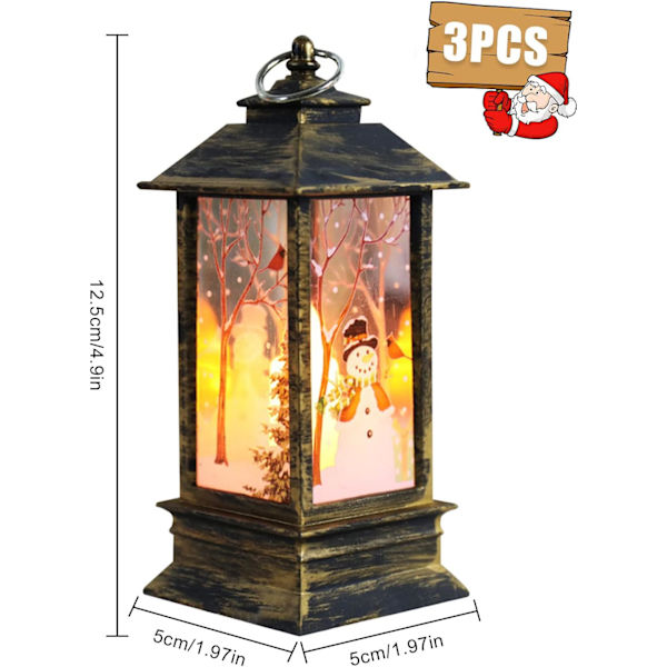 3 stk Juleflamme Lanterne Julehage Lanterne