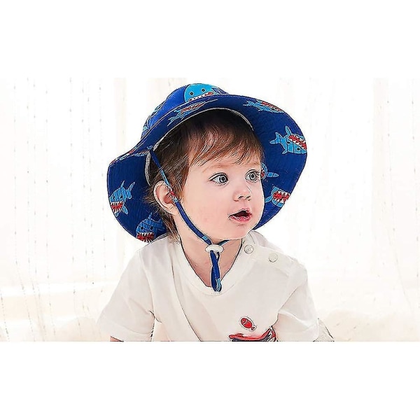 Barnhatt Justerbar Solhatt Andningsbar Strandhatt För Pojkar Flickor_ll Shark 2-4 Years