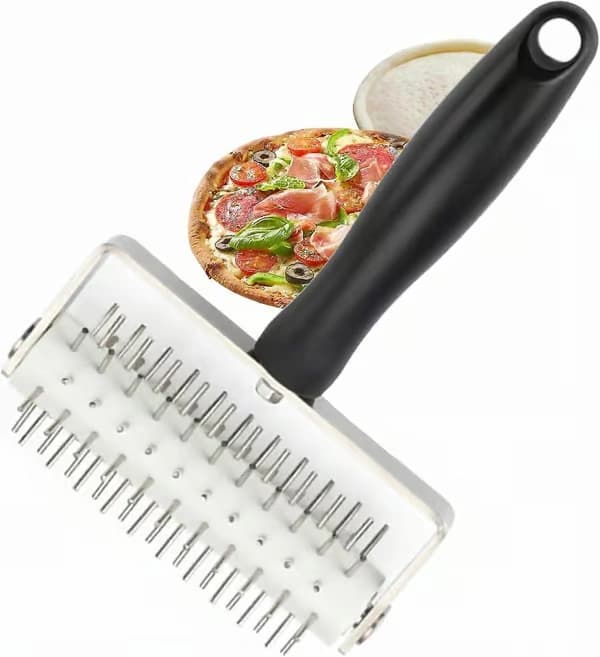 Ny pizzadeigrulle, deigmaskin i rustfritt stål, hullmaskin, bærbar pizzanålhjulskutter, kjevle-deighullmaskin