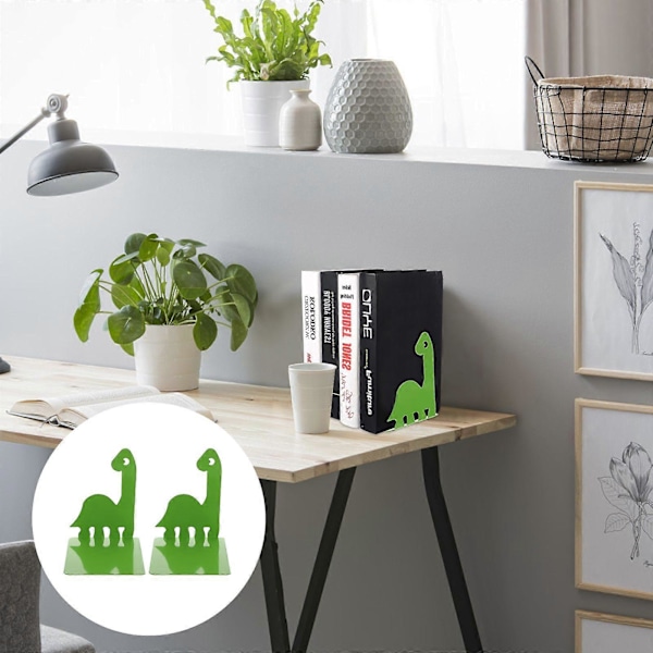 1 Par Metal Dinosaur Formede Bogstøtter Bogstøtte Stand Skrivebord Bog Organizer