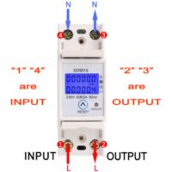 Digital Energimätare LCD Bakgrundsbelyst Display 5-80A 230V 50Hz Enfas Wattmätare DIN-skena Montering för Mätning av Elektrisk Energi
