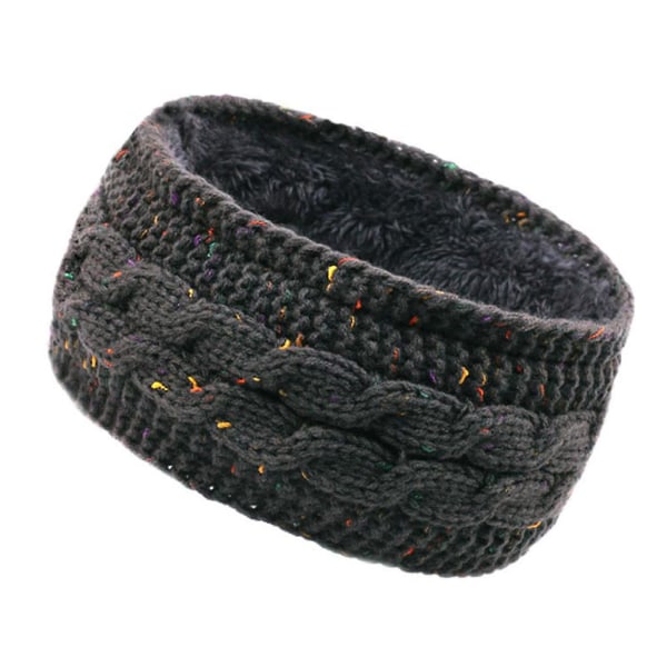 Fleecefôret vinterturban strikket bredt hold varmere pannebånd elastisk hodebånd Dark gray color dots