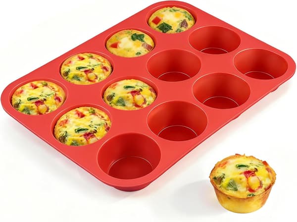 12 koppar silikonmuffinsform - Nonstick cupcakeform 1-pack vanlig storlek silikonform för bakning