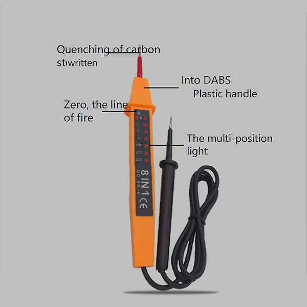 Spændingstester AC DC 6-380V Auto Elektrisk Pen Detektor Med LED Lys Til Elektriker Test Vo Orange yellow
