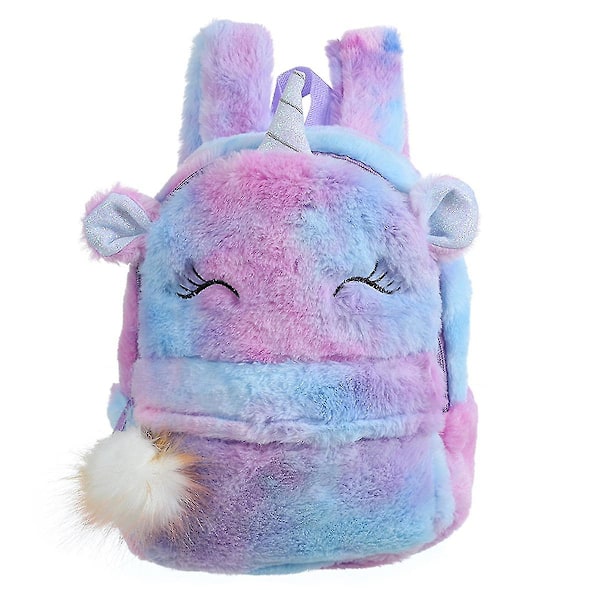 Girls Cute Cartoon Backpack Plush Unicorn Backpacks Fashion Fur Backpacks Children Schoolbag Kids Gift Book Bag