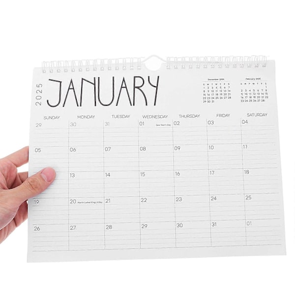 Väggkalender 2025 12-månadersplanerare Väggkalender 2025 Från Jan 2025 Till Dec 2025 Med Dubbelspiralbindning Och Hängkrok För Hemmakontor Skoldekor