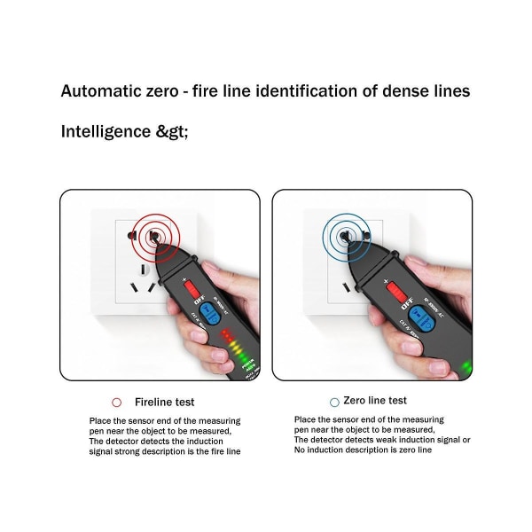 Avd07 Berøringsfri Spændingsdetektor Smart Elektrisk Pen Tester Live/Neutral Trådforskel Kontinuitet Black