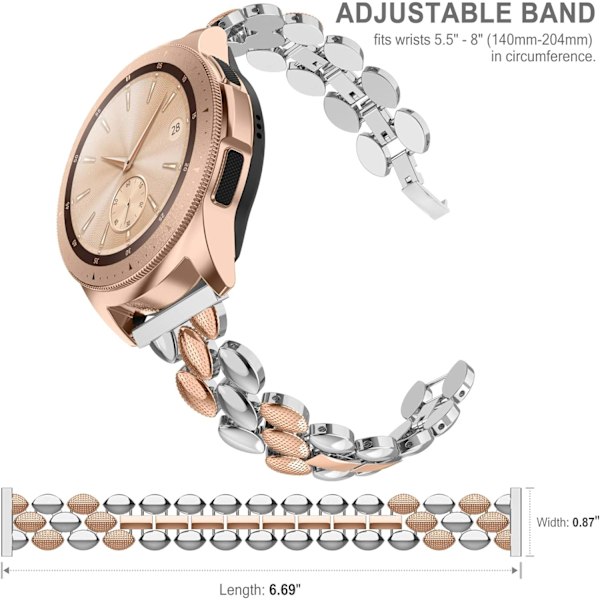 Yhteensopiva Samsung Galaxy Watch 42 mm:n kanssa - Naisten 20 mm:n metallihihna, korvaava hihna, tarvikkeet