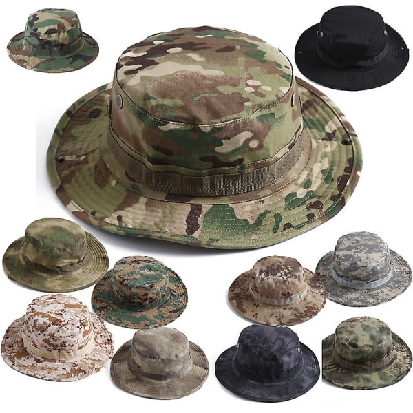 Camouflage Taktisk Kasket Militær Boonie Hat US Army Kasket Camo Mænd Udendørs Sport Solspand Kasket Fiske Vandreture Jagt Hatte Tw Army green-02