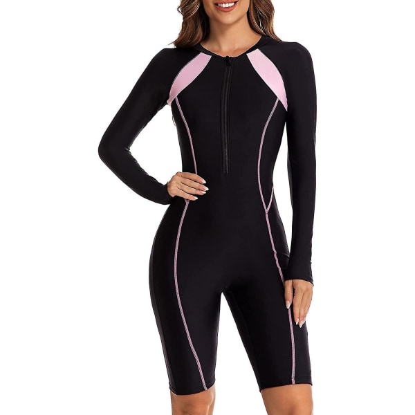 Dames Enstykke Boyleg Sports Badetøj Langærmet Badetøj UV Beskyttelse Rash Guard Surfing Dykning Dragt Atletisk Badetøj_ll Color 04 XL