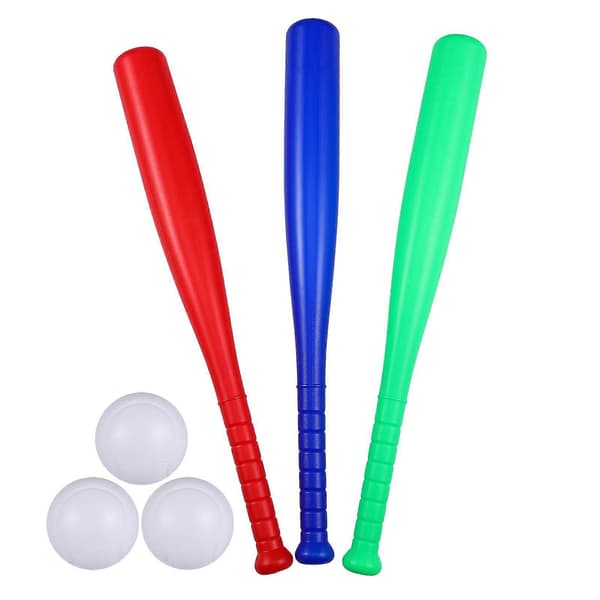 6 st Barn Basebollset Utomhusleksaker för Barn Basebollträning Boll för Barn Småbarn (3 st Basebollträ + 3 st Baseboll)
