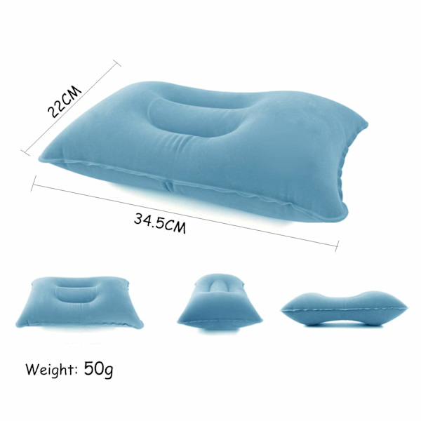Campingkudde 2-pack, lätt rese- och luftkudde, uppblåsbar kudde för camping utomhus, strand, semesterresa, kontor, resor