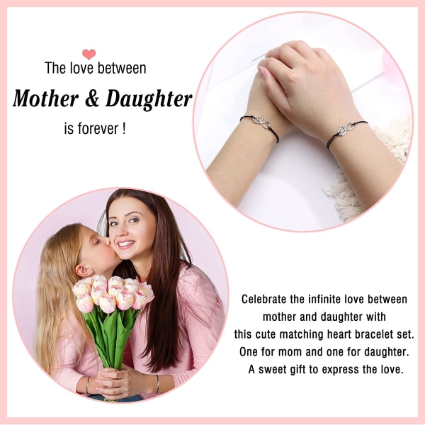 Mor datter armbånd sæt til 2 matchende hjerte armbånd smykker fødselsdagsgaver til mor datter kvinder piger