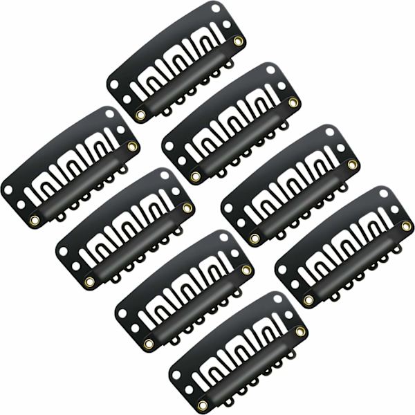 100 st Wig Clips U-formade Metallklämmor Rostfritt Stål Snap Clips 6 Tandkammar Klämmor med Mjuk Gummi för Hårförlängningar DIY, 3,2 cm, 2,8 cm