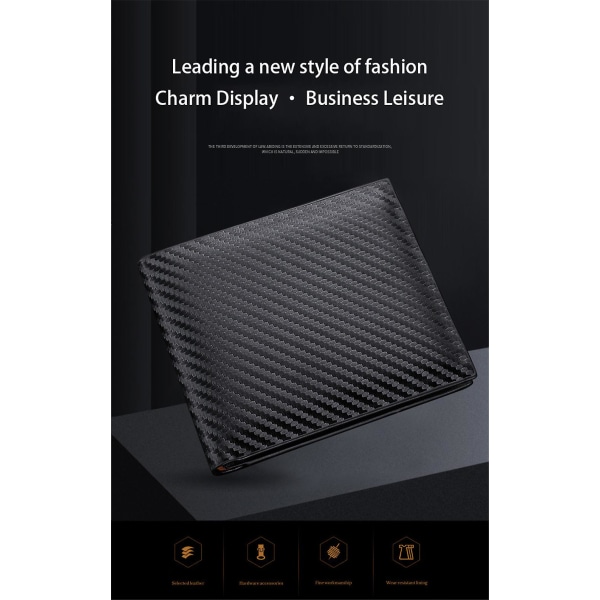 Læder Carbon Fiber Herre tegnebog Rfid Blocking Pung Slim Id Kreditkortholder Coffee color