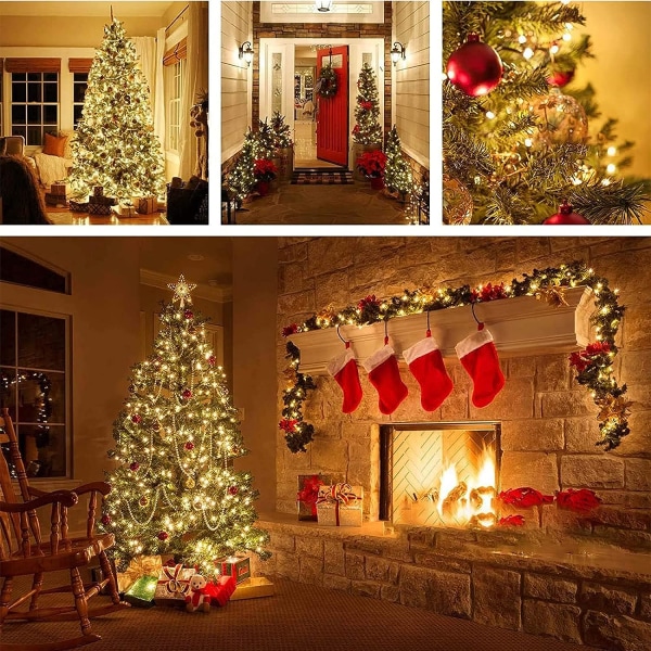 13m lyskæde juletræ, 100 LED lyskæde udvendig varm hvid