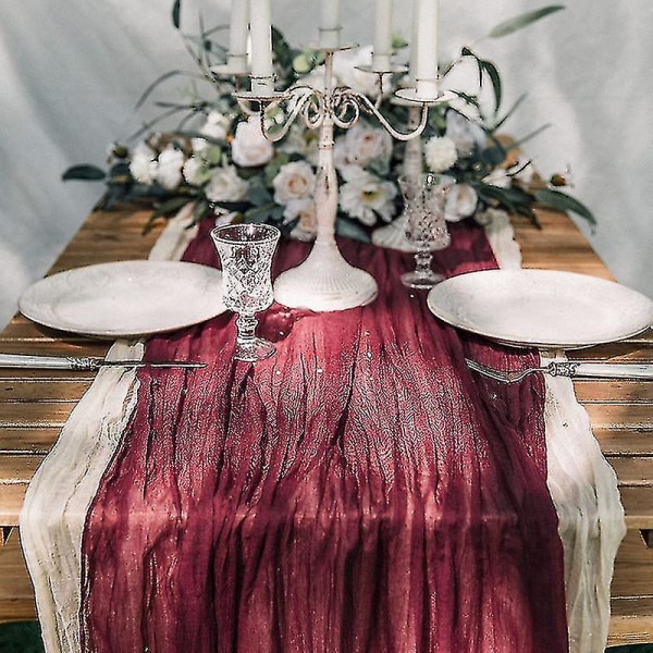 Ostduksservett Bordlöpare  Ostduk Bröllopsbord Dekoration Wine Red 90cmX400cm