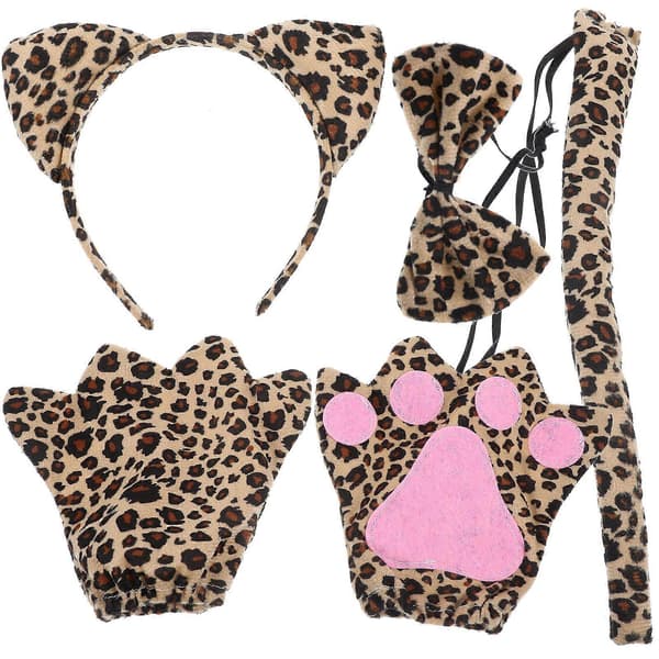 1 sæt rollespil leopard øre pandebånd cosplay dyr kostume til voksne