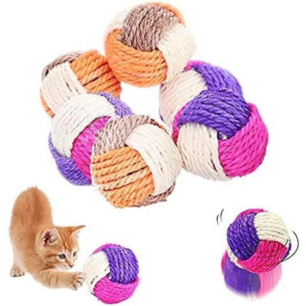 Cat Sisal Ball, 6 st Sisal Rope Ball, Cat Interactive Sisal Ball, Toy Cat Ball, Pet Toy Balls, Cat Ball Toy, Cat Colorful Ball Toy, Leksak för katter