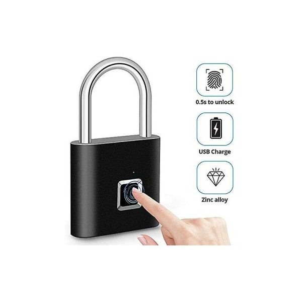 Fingerprint Gardin Lås Ip65 Smart Dørlås Vandtæt Digital Sikkerhedslås Bærbar Fingerprint Gardin Lås Usb Nøglefri Lås