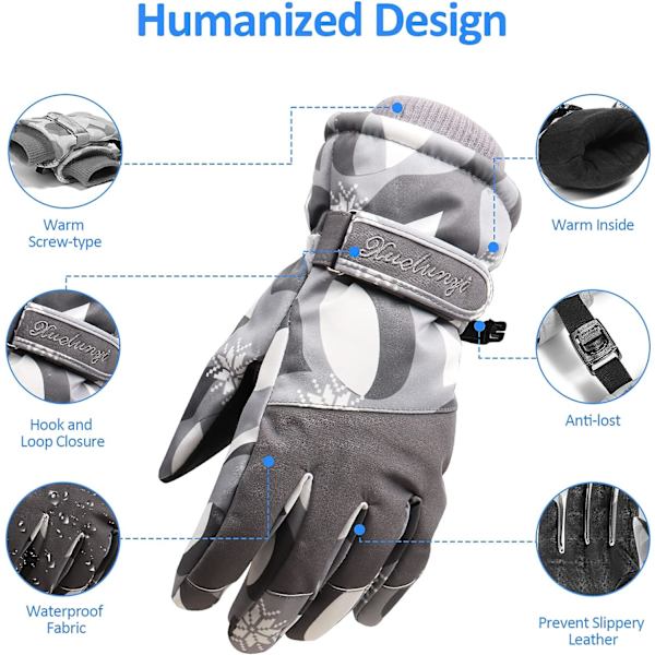 Vandafvisende skiglove, vindtætte, varme, skridsikre, touch screen