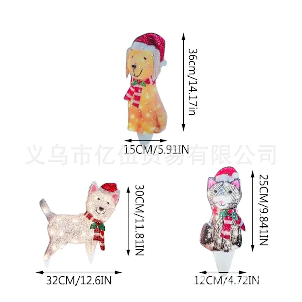 Julehunde lyskæde have dekoration LED lys julescene layout dekoration ornamenter 1