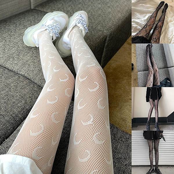 Dam sommar hål ut fisknät strumpbyxor strumpor måne leopard spindelnät blommigt mönster genomskinlig mesh tunn strumpbyxor fest klubbkläder Black 2