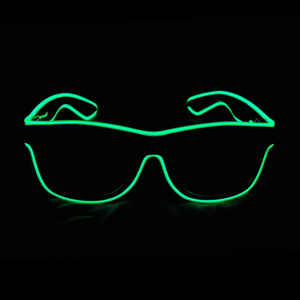 Solbriller med LED-lys, der blinker, til kostumer til fester, EDM, Halloween (Grøn)