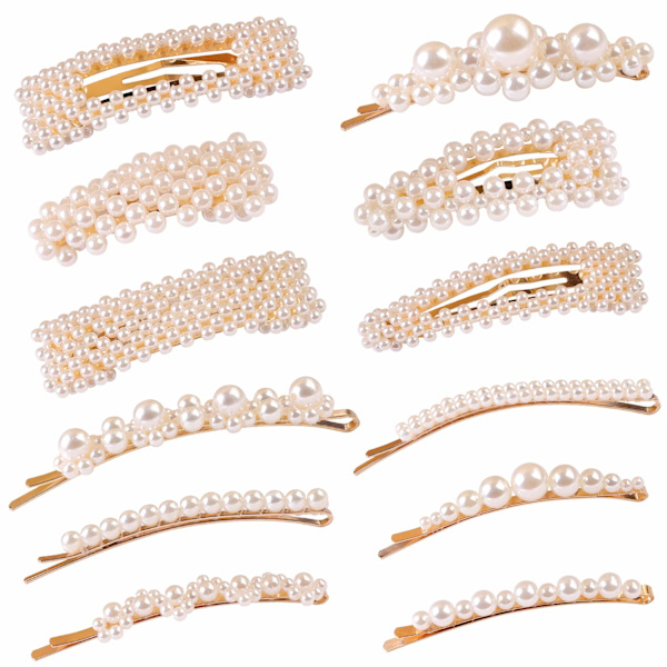 12 kpl Helmihiuskaklipsit Suuret Hiusklipsit Pinnit Barrette Solmiot Naiset Tytöt Elegantti Käsintehty