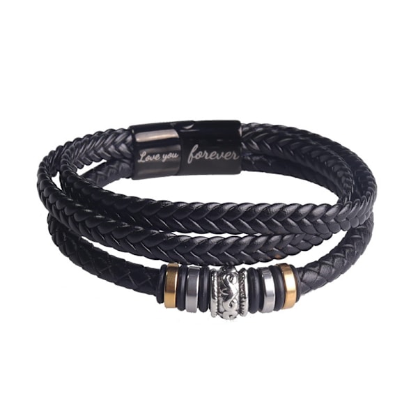 Trelagers svart läderarmband magnetiskt spänne i rostfritt stål Jag älskar dig graverat läderarmband i rostfritt stål 7