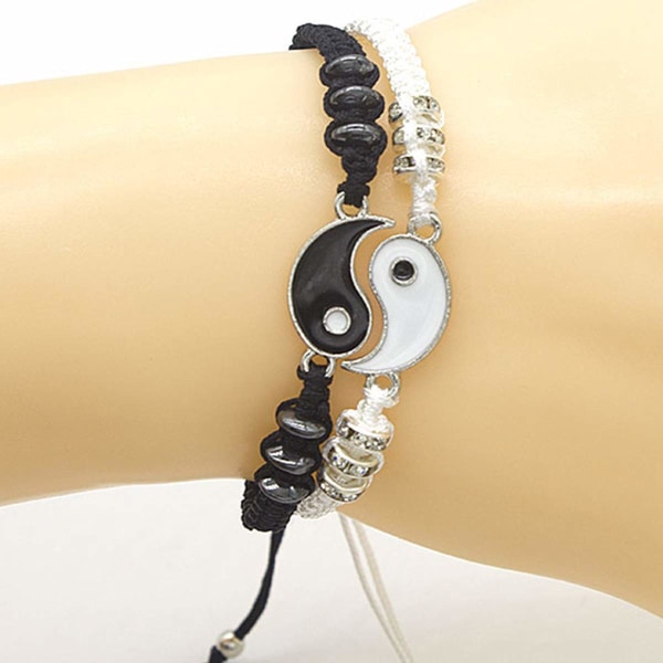 2 Yin og Yang justerbare pandebånd venskab forhold valentinsdag bedste ven armbånd