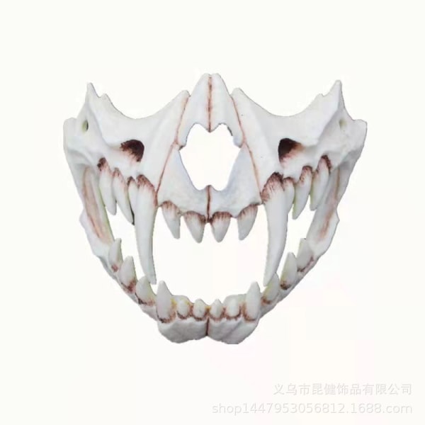 Halloween Ornament Masquerade Mask Halloween Mask Simulering Tiger Tooth Bone Plastic Horror Mask