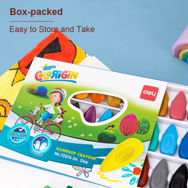 Kritor för småbarn, 24 färger tvättbara set, naturliga giftfria färgkritor Leksaker för barn från 3 år och uppåt, pojkar och flickor Idealiska presenter