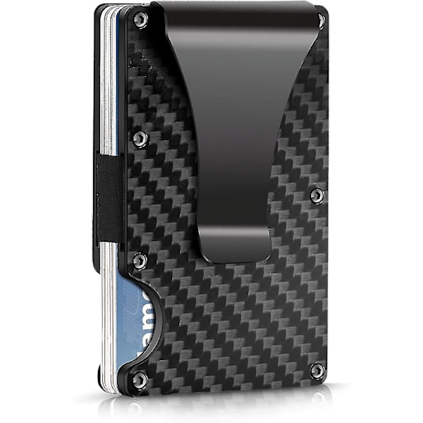 Kulfiber Tegnebog, RFID Blokerende Minimalistisk Tegnebog, Metal Pengeclips Tegnebog