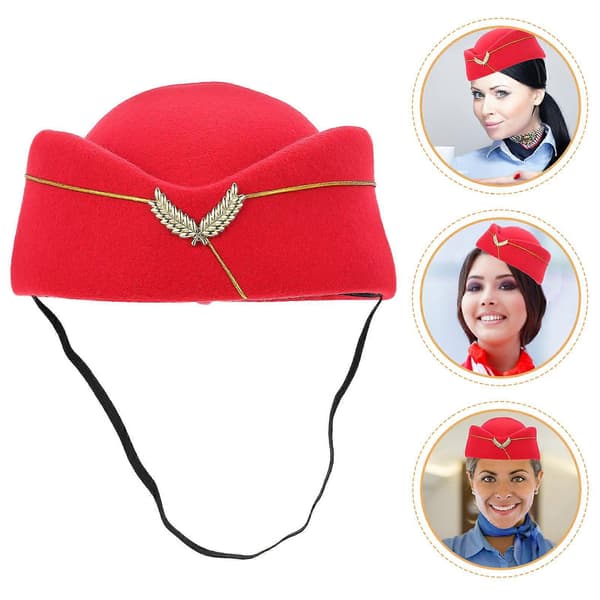 Band Kostym Hatt Flygplansvärdinnehatt Flygvärdinnehatt Uniform Cosplay Hatt för Dekor