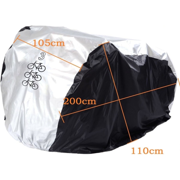 Cover för 3 cyklar Vattentätt cykelskydd UV Regn Snösäker presenning för cyklar Dammtålig i alla väder (svart)