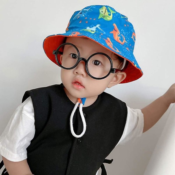 Barnhatt Justerbar Solhatt Andningsbar Strandhatt För Pojkar Flickor_ll Light Blue Shark 2 Years