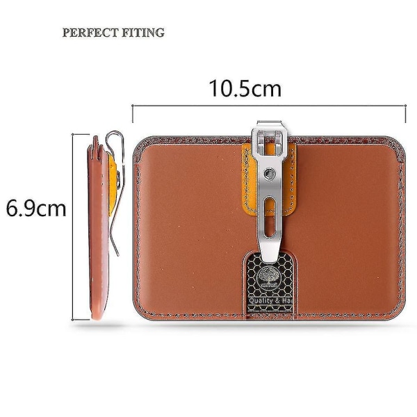 Card Holder /badge Holder / Portable Wallet With Metal Clip, Leather Id Card Holder For Office