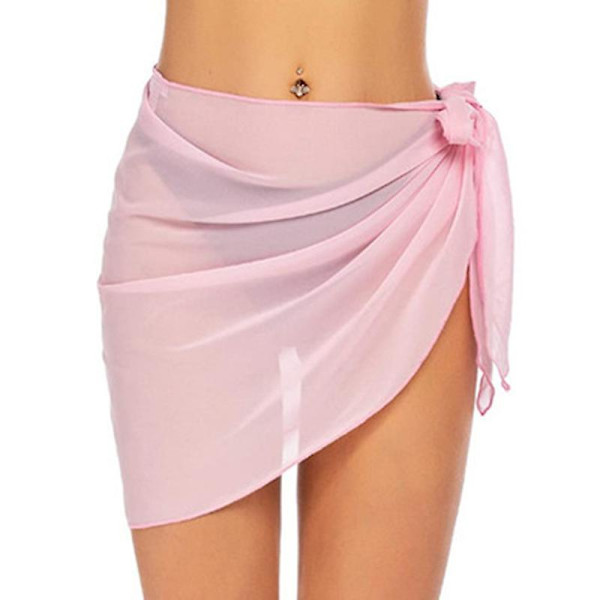 Korte strand-saronger for kvinner, Chiffon, badetøy-overdel, bikini-wrap-skjørt, sideåpen for sommeren Banana S
