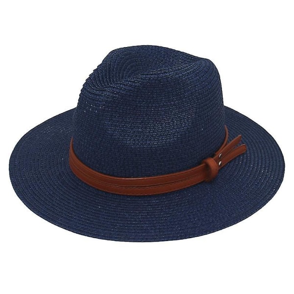 Ny Naturlig Panama Myk Formet Halmhatt Sommer Kvinner/menn Bredbremmet Strand Solhatt UV Beskyttelse Fedora Hatt Dark green