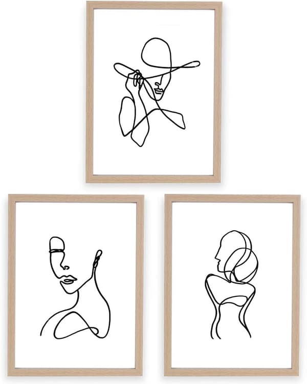 Ramfri minimalistisk linje väggkonst deco abstrakt set modern affisch