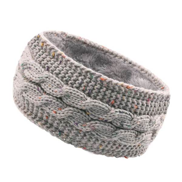 Fleecefôret vinterturban strikket bredt hold varmere pannebånd elastisk hodebånd Light gray color dots