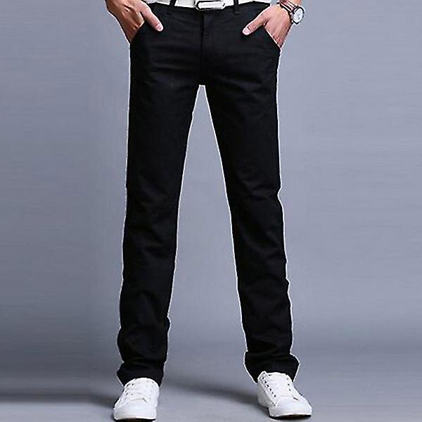 Chino byxor för män Casual byxor Black 34